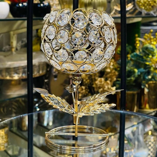 Golden Crystal Candle Holder