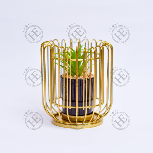 Golden Vase with Cactus Decoration Piece G102