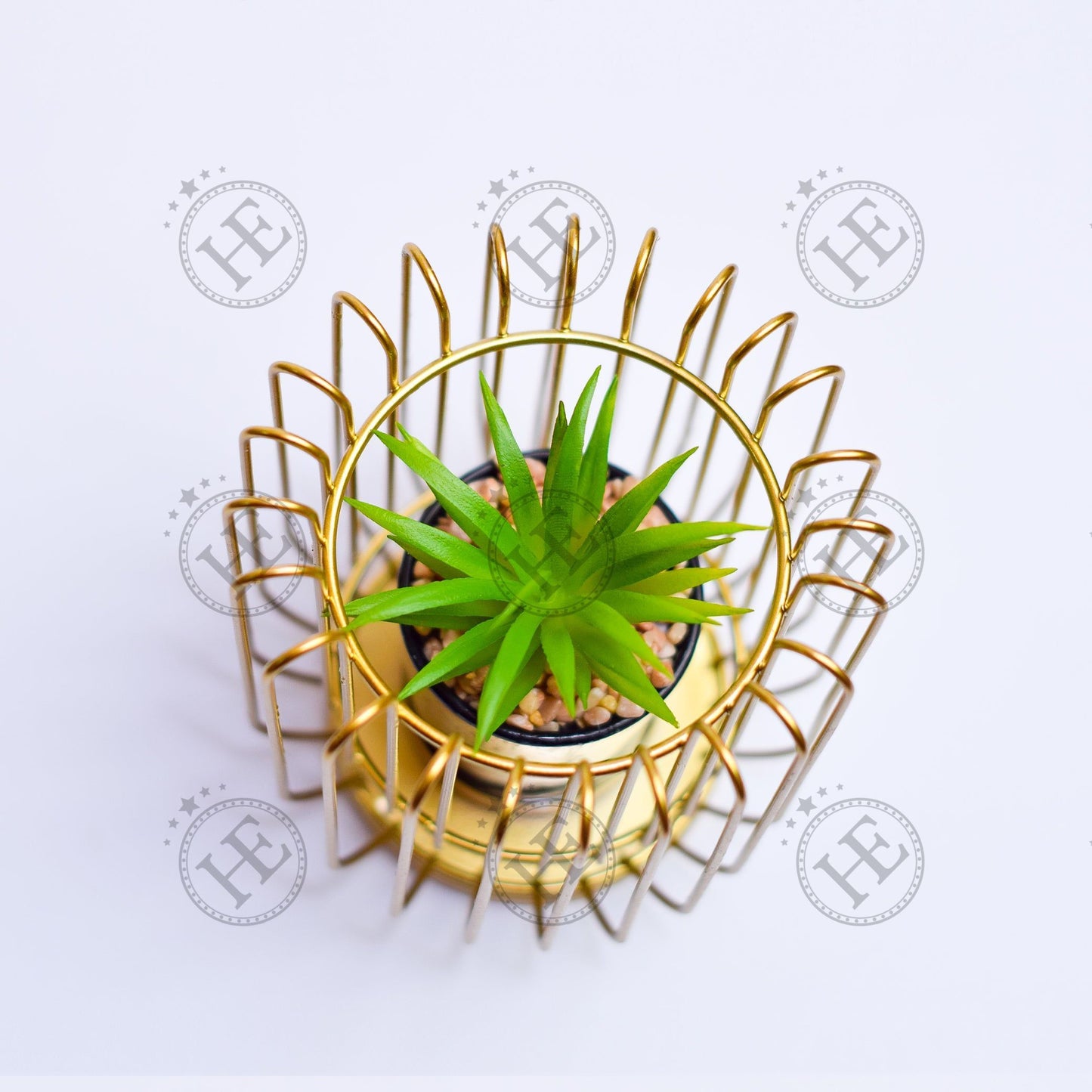 Golden Vase with Cactus Decoration Piece G102