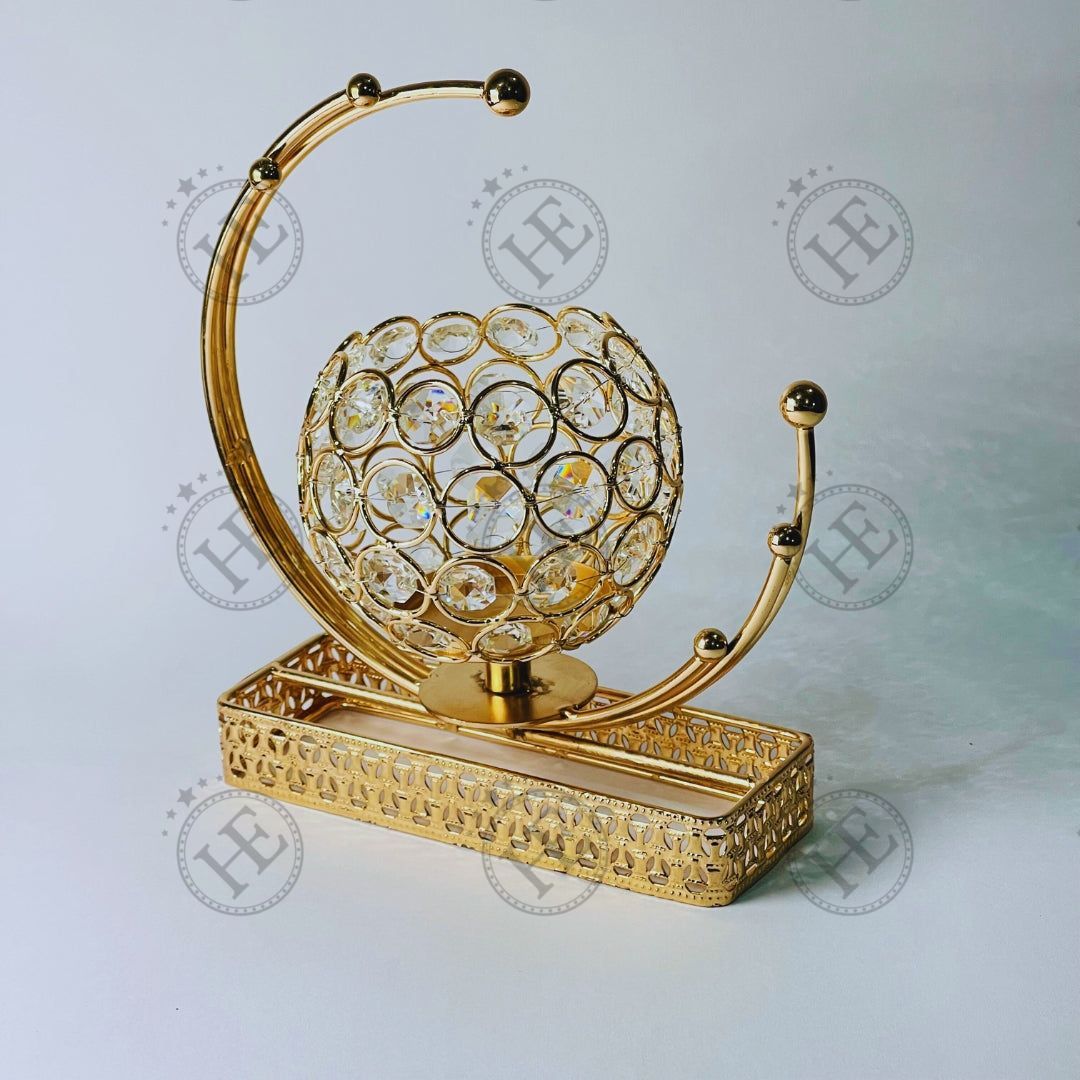 Crystal Golden Candle Stand O198 | Home Entic