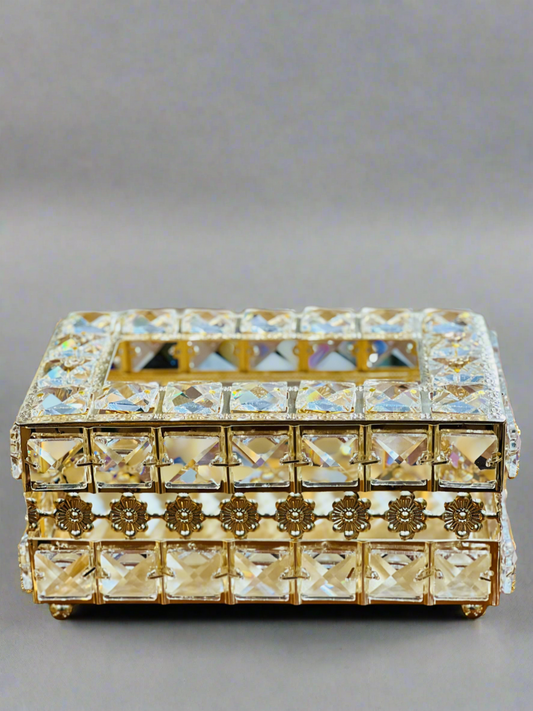 Metal Golden Crystal Tissue Box B094