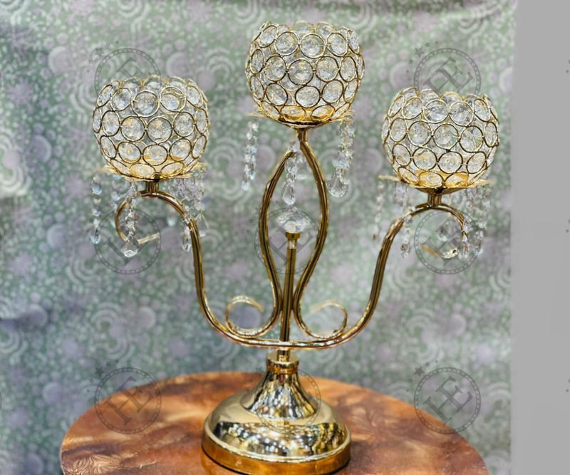 Golden 3 Piece Candle Holder O195