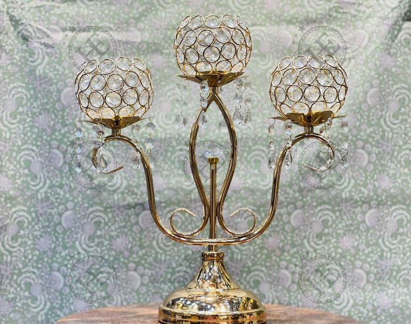 Golden 3 Piece Candle Holder O195