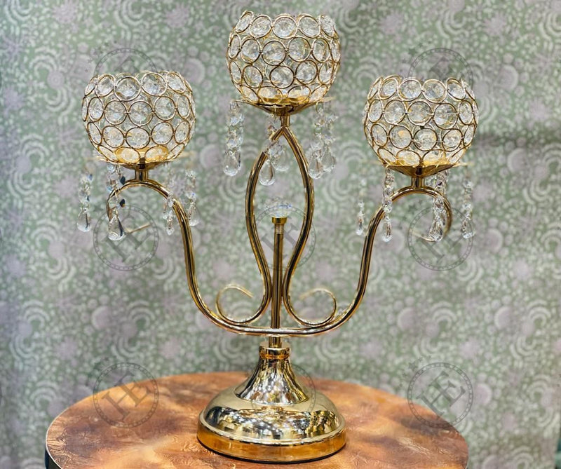 Golden 3 Piece Candle Holder O195