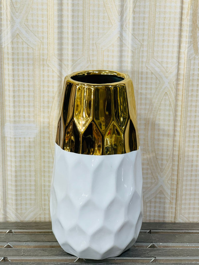 Ceramics White Golden Vase GV564