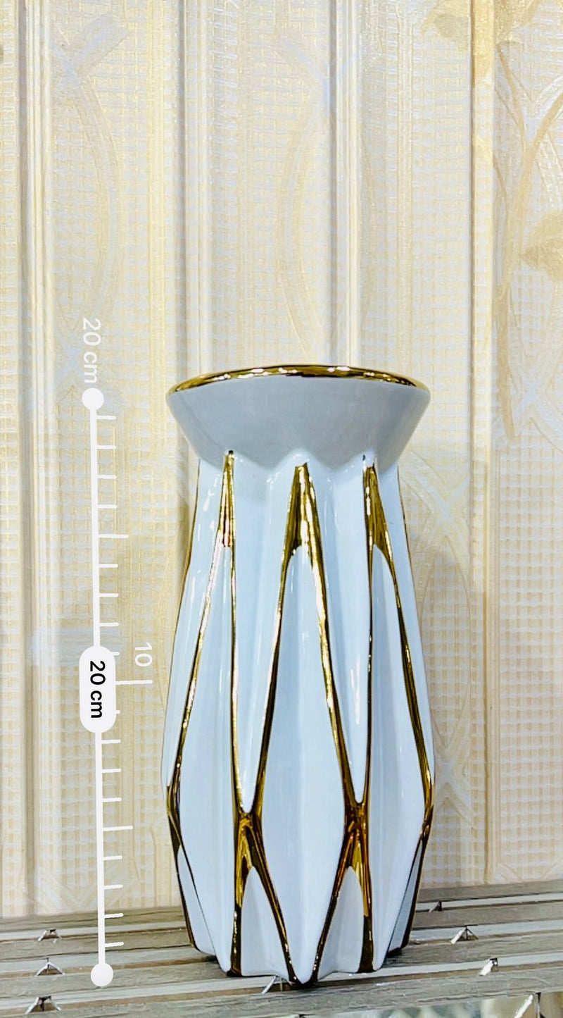 Ceramics White Golden Vase GV564