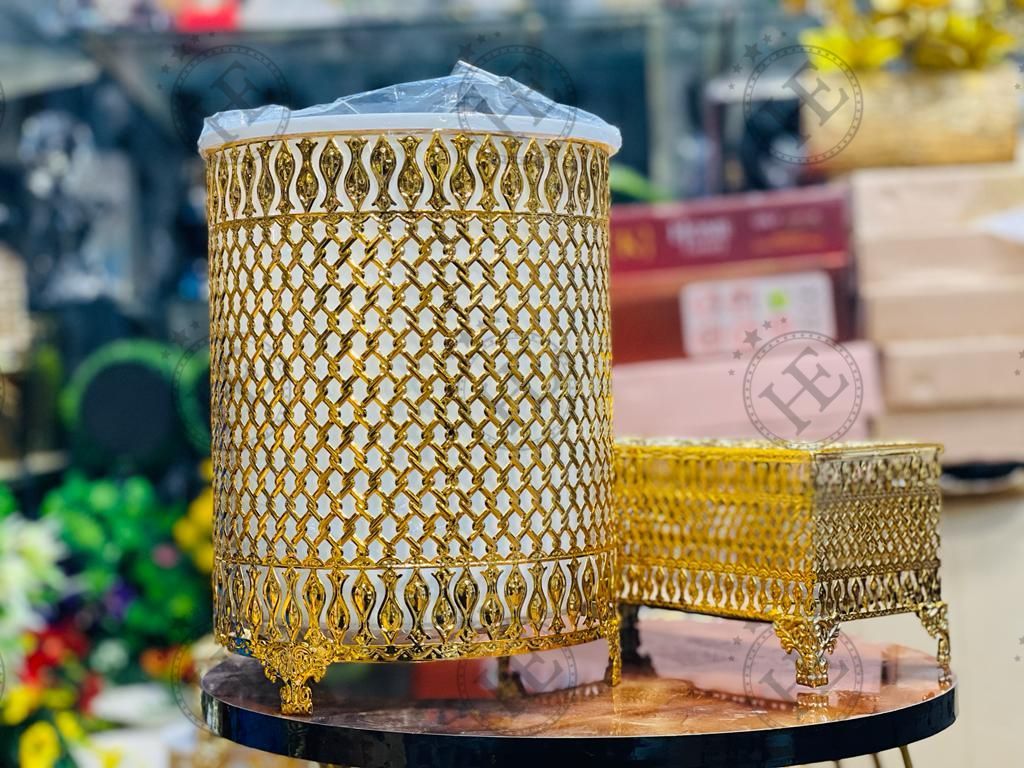 Golden Basket with Tissue Box Set Z101