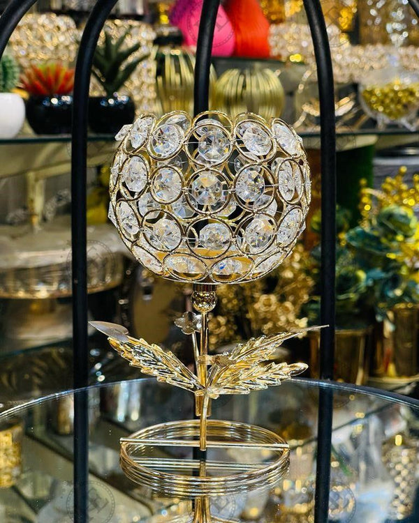 Golden Crystal Candle Holder A001