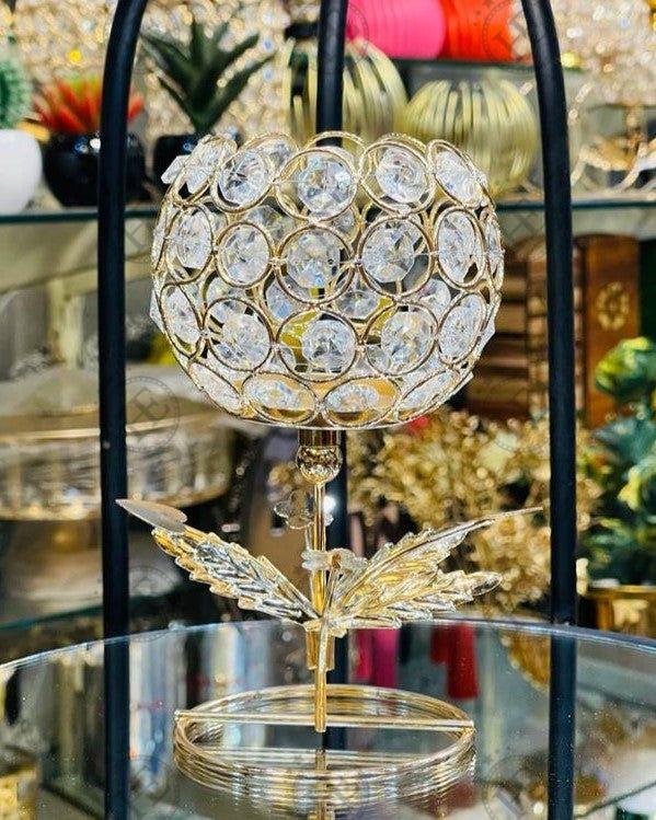 Golden Crystal Candle Holder A001