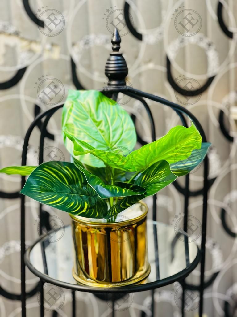 Golden Metal Pot With Plant GPP102