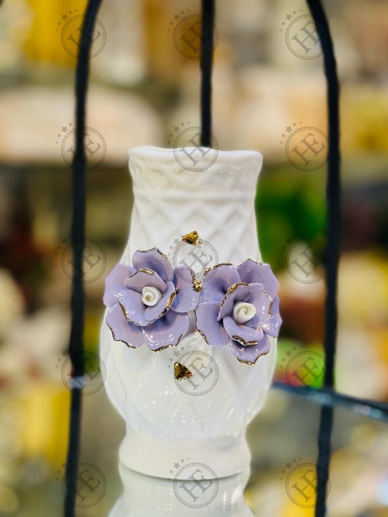 White Purple Ceramic Vase WP701